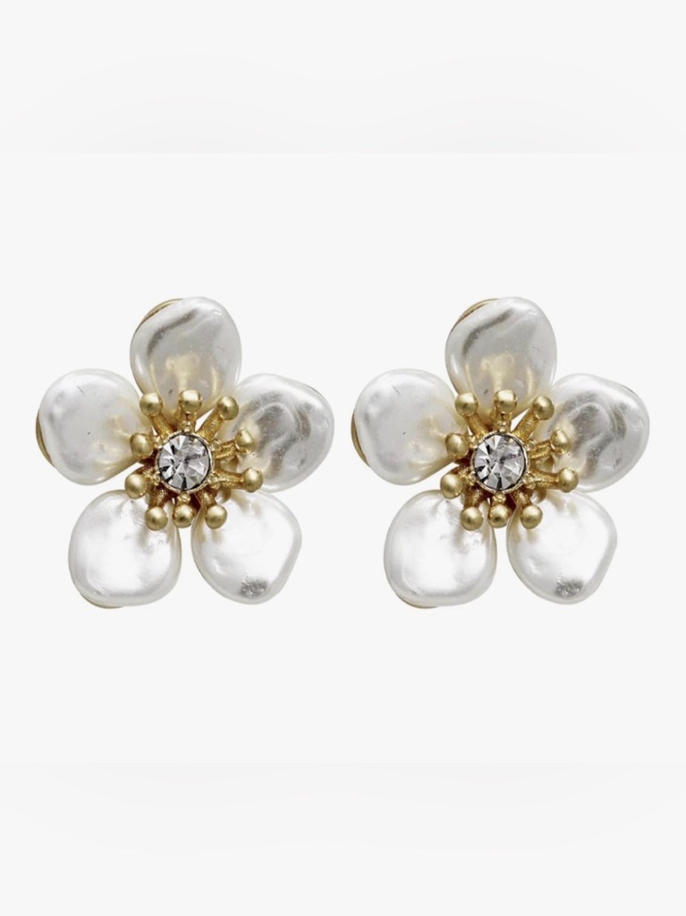 NWOT Lonna & Lilly Women's Gold-Tone and White Flower Stud Earrings